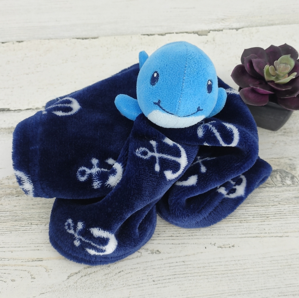 HB Blue Whale Fleece Lovey Sailor Security Baby Blanket